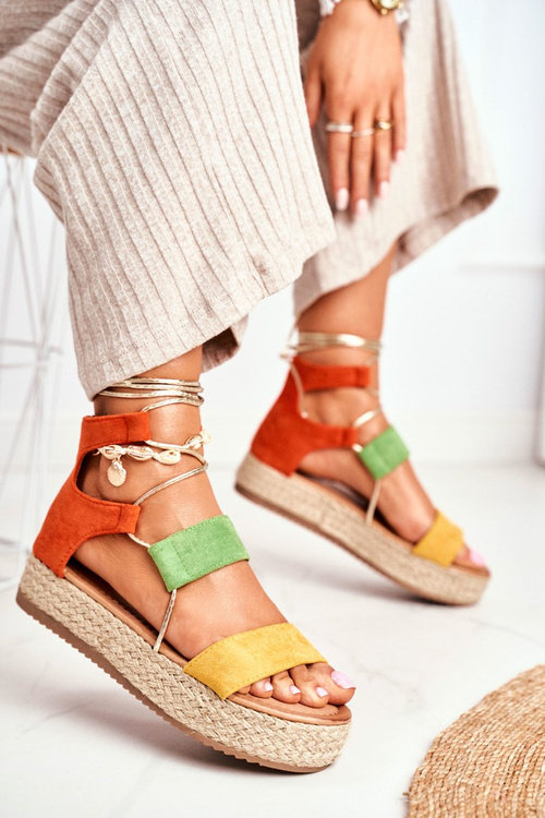 Жіночі еспадрільї на платформі на зав'язках, жовті Fuerta