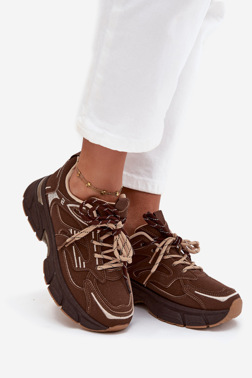 Жіночі Спортивні Кросівки З Подвійним Шнурівкою Шоколадні Annelie