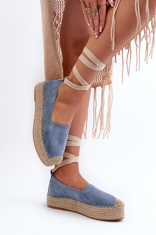 Жіночі сині еспадрільї на платформі Tailesse на шнурівці