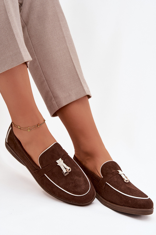 Мокасини Лофери Жіночі З Еко Замшу Шоколадні Darwen