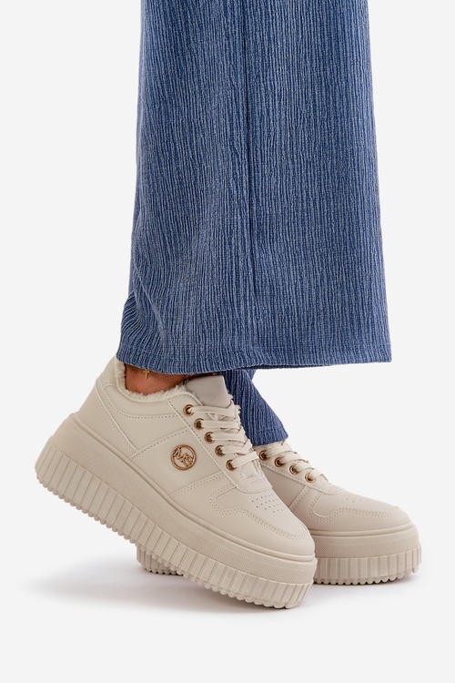 Кросівки жіночі спортивні утеплені на масивній підошві бежеві Verissha