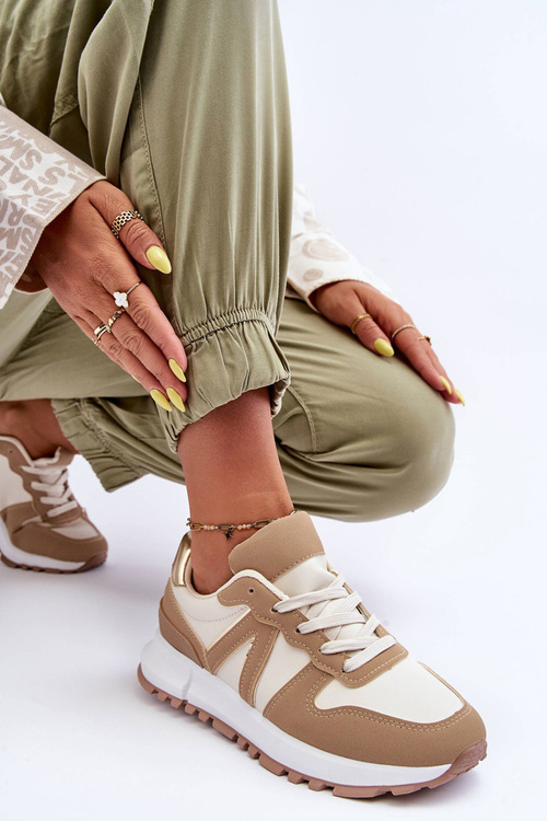 Жіноче шкіряне спортивне взуття коричнево-бежевий Kabama