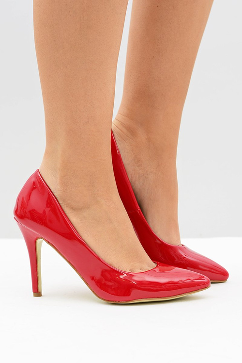 Жіночі туфлі на шпильці з лакованим червоним гострим кольором Esmeral