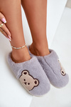 Жіночі хутряні тапочки з ведмедиком сірі Fiorinella