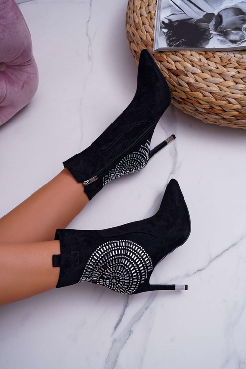Чоботи жіночі на шпильці Чорні модні