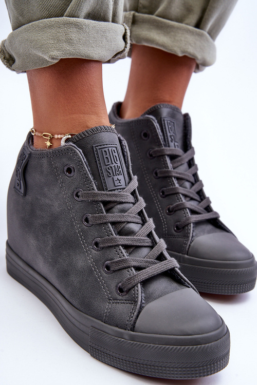 Жіночі шкіряні кросівки на платформі Big Star MM274005 сірі