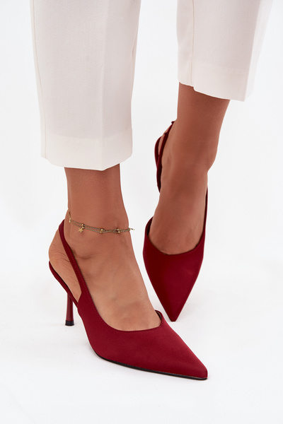 Туфлі на підборах з відкритою п'ятою бордові Леніра