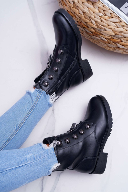 Жіночі високі чоботи на плоскому каблуці чорні Yulio