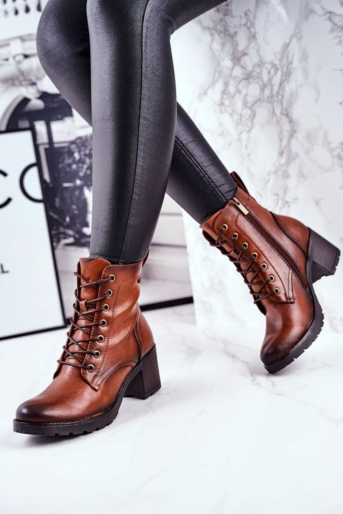 Чоботи жіночі на високих підборах Коричневе волокно