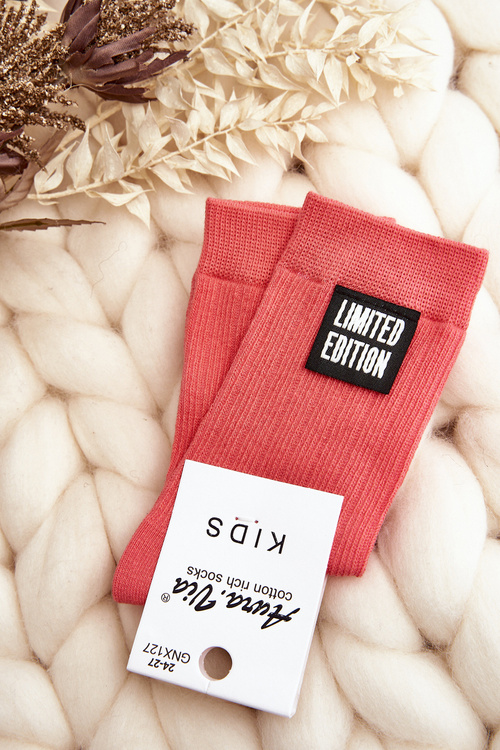 Шкарпетки дитячі однотонні з нашивкою рожеві