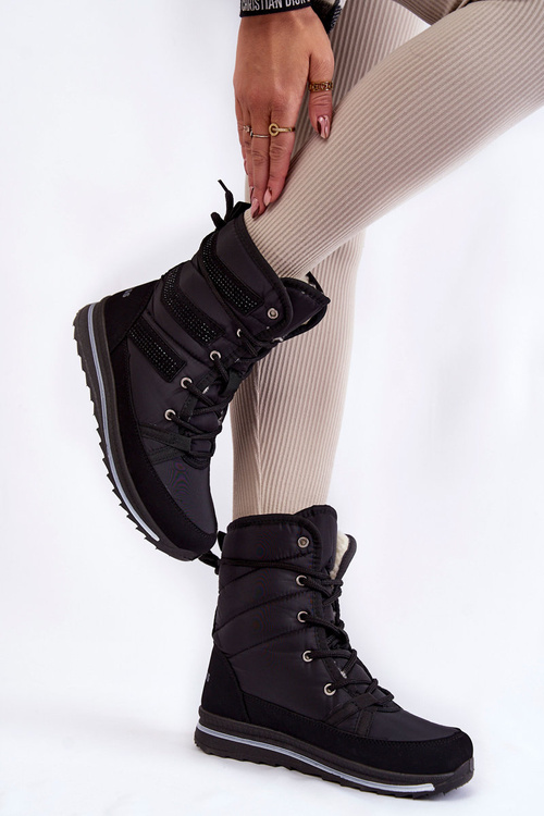 Жіночі снігові черевики на шнурівці Progress PROGJ-22-134 Чорні