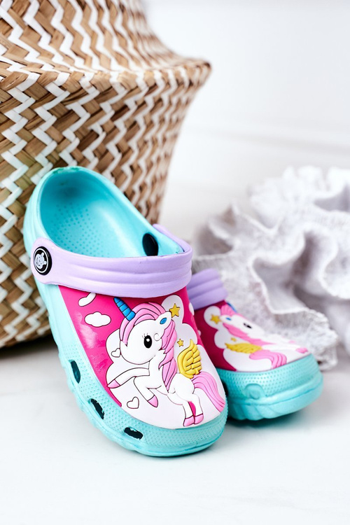Дитячі поролонові тапочки з єдинорогом бірюзові