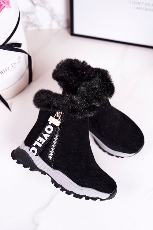Дитячі утеплені зимові черевики з хутром Black Love-Love