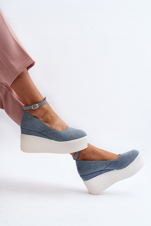 Жіночі джинсові еспадрільї на танкетці Blue Malla