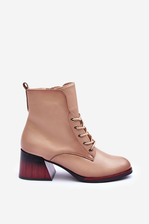 Шкіряні чоботи на підборах бежеві Luloshe