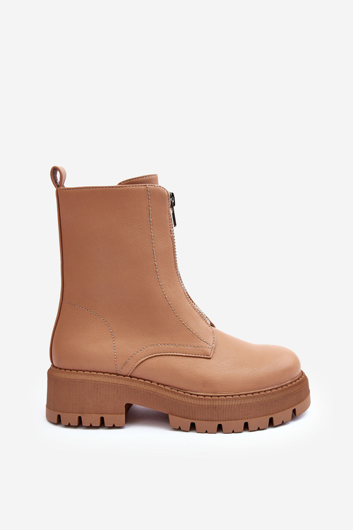 Шкіряні ботильйони на блискавці. Плоский каблук Camel Vimal