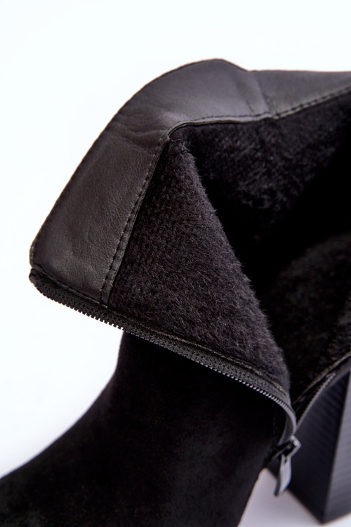 Шкіряні чоботи на високих підборах Чорні Liani