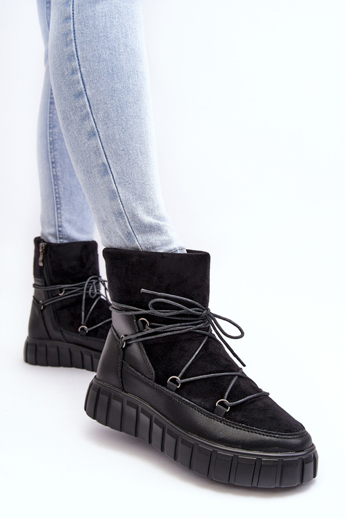 Шкіряні зимові черевики на платформі Black Maxava