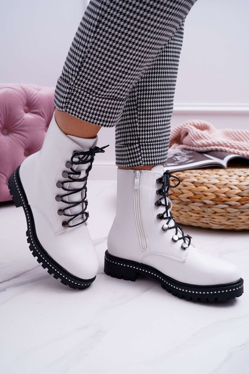 Жіночі високі чоботи Glans White Buena на плоскому каблуці