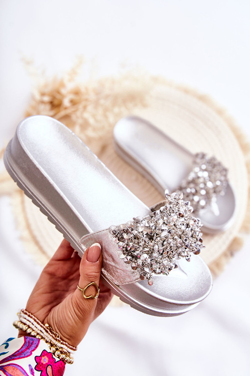 Жіночі тапочки на платформі з орнаментом Almina Silver