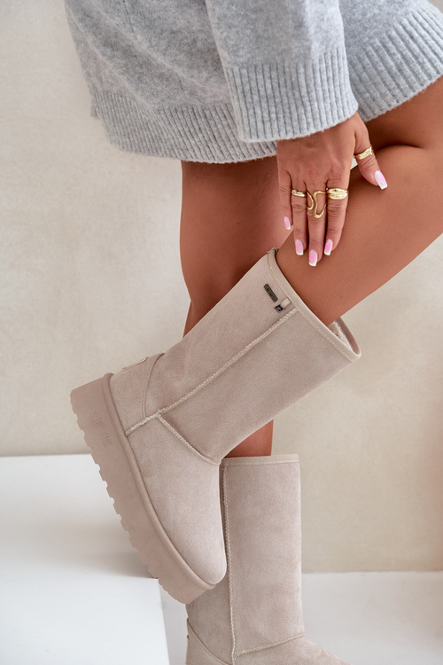 Високі зимові черевики на платформі Big Star OO274894 Світло-бежевий