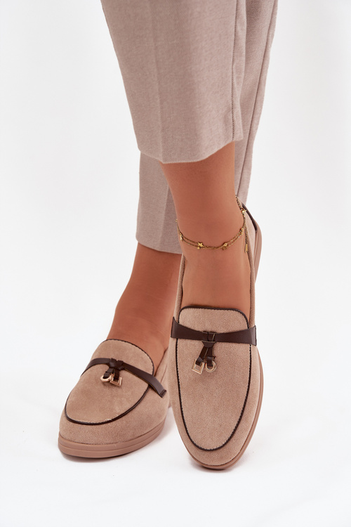 Мокасини Лофери Жіночі З Еко Замшу Бежеві Дарвен