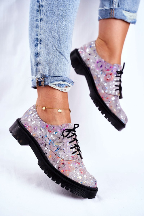 Жіночі броги оксфорди сірі шкіряні Maciejka 04087-13