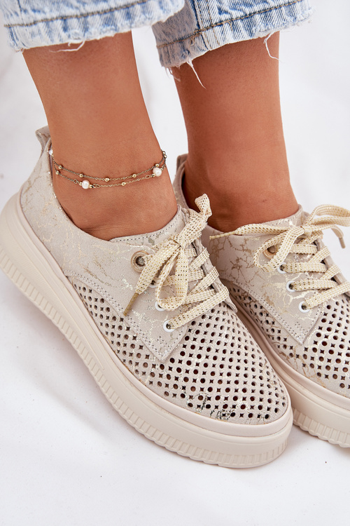 Замшеві Жіночі Черевики На Платформі Artiker 56C2108 Бежево-Золоті