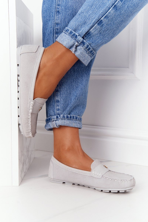 Жіночі замшеві лофери S.Barski сірі