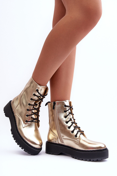 Металеві шкіряні черевики Gold Workery Teflorna