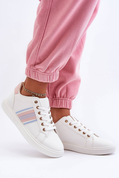 Шкіряне жіноче спортивне взуття біло-рожевий Rilee