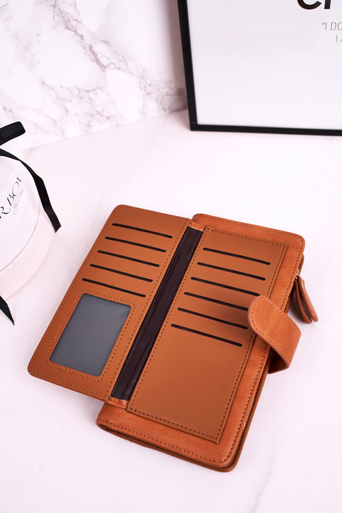 Великий жіночий гаманець з додатковим місцем для карток Коричневий