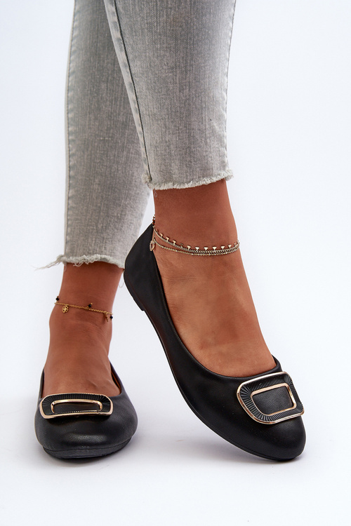 Чорні балерини з екошкіри з декором Enicoria