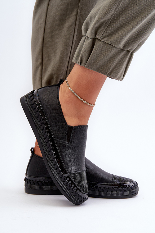 Жіночі чорні шкіряні туфлі на платформі D&A LR370