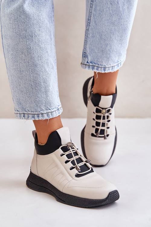 Теплі спортивні шкіряні черевики на блискавці бежеві Artiker 55C0038