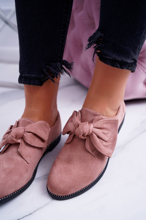 Жіночі напівчеревики сліпони з кокардом рожеві Gracias