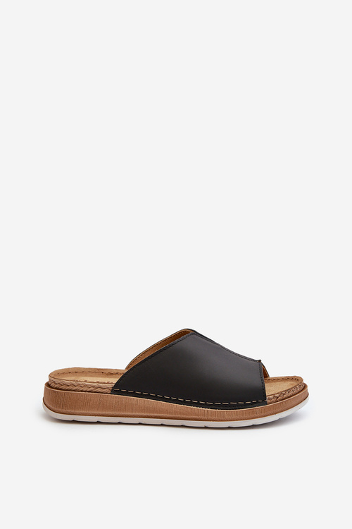 Зручні жіночі шльопанці з еко шкіри Inblu GS0003I1 Чорні