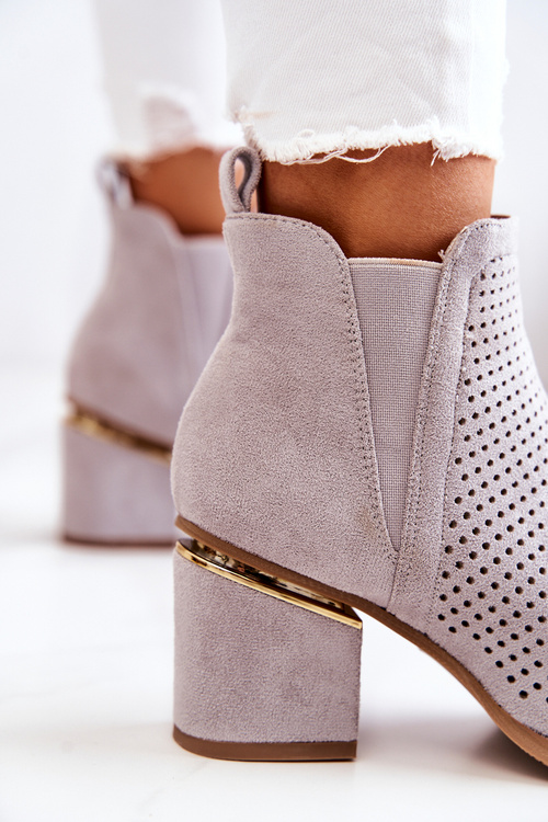 Замшеві ажурні ковбойські чоботи сірі Helloni