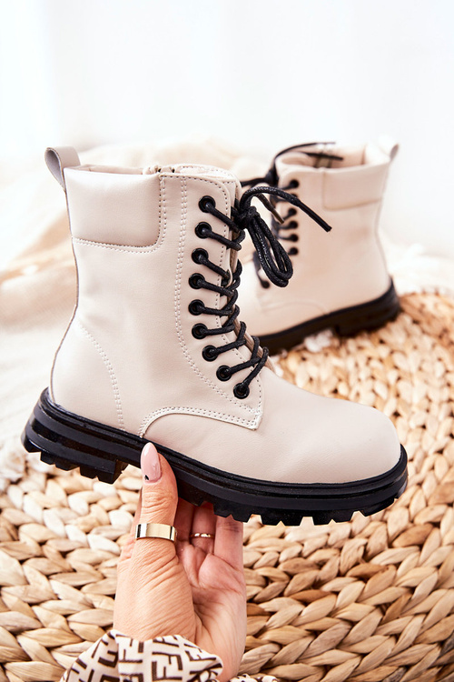 Класичні дитячі чоботи на блискавці бежеві Кларіка