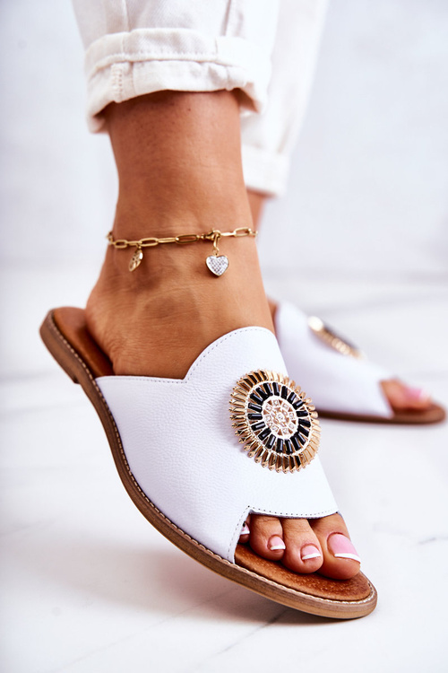 Шкіряні модні тапочки Lewski Shoes 3132/O Білі