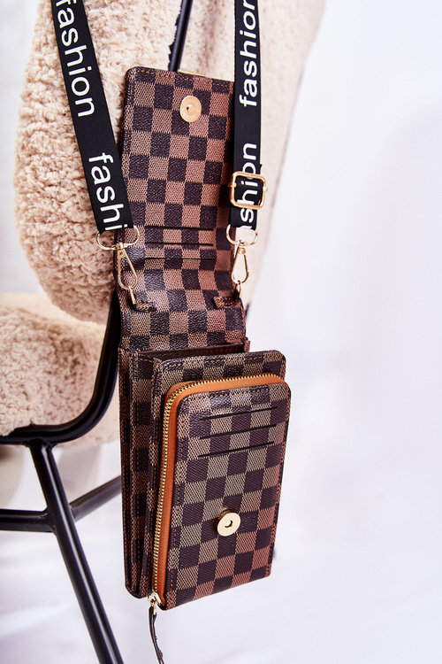 Магніт на гаманець 2в1 картатий коричневий Коста