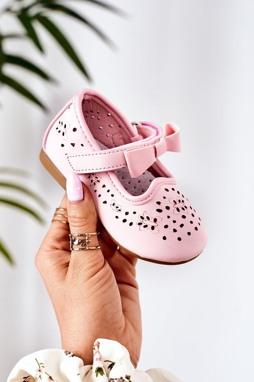 Дитячі шкіряні балерини на липучці Pink Mireia