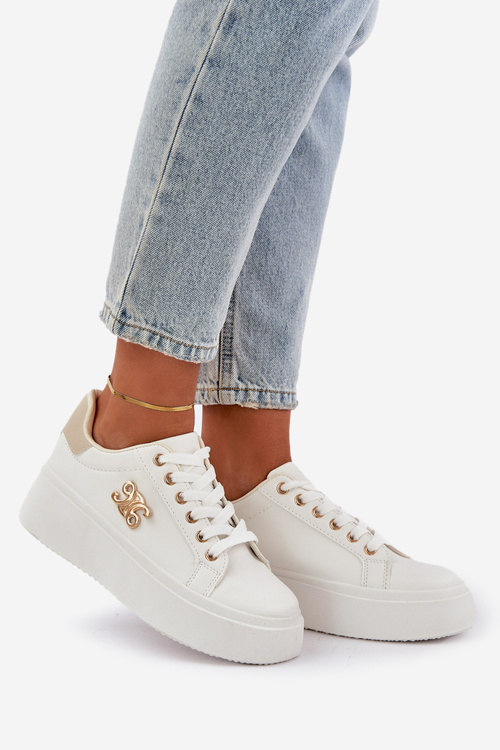 Жіночі Кросівки На Платформі Біло-Бежеві Temittes