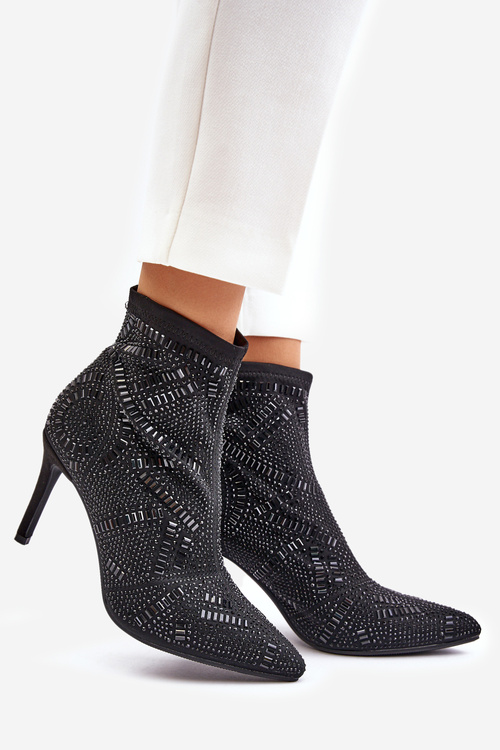 Декоративні чобітки на шпильці S.Barski HY42-161 Чорні