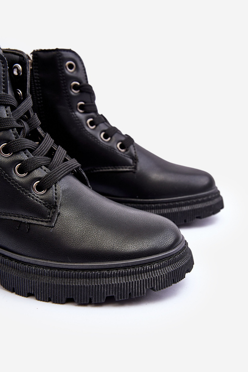 Дитячі шкіряні черевики утеплені Big Star MM374152 Чорні