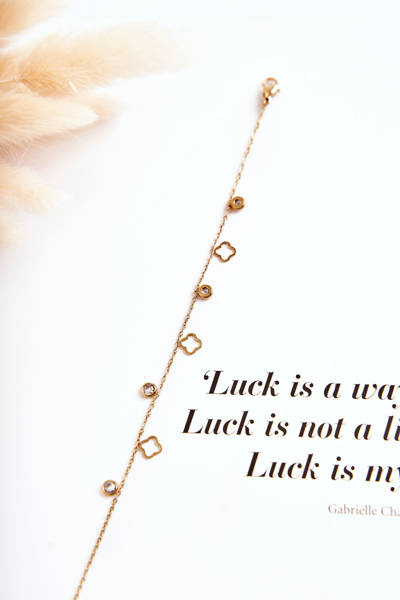 Класичний браслет на тонкому ланцюжку з золотим орнаментом