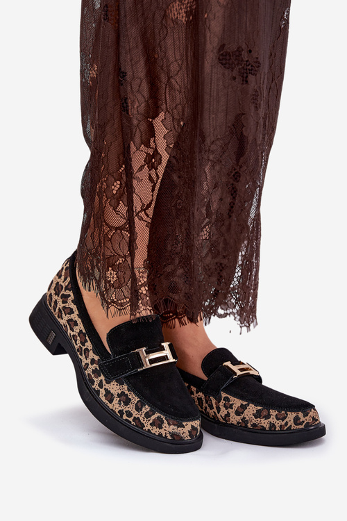 Замшеві Жіночі Мокасини Пантера Чорні Vinceza 66791