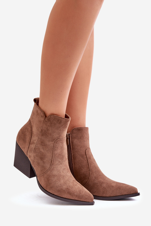 Ковбойські чоботи на флісовій підкладці, еко-замша та блискавка, коричневий Virtris