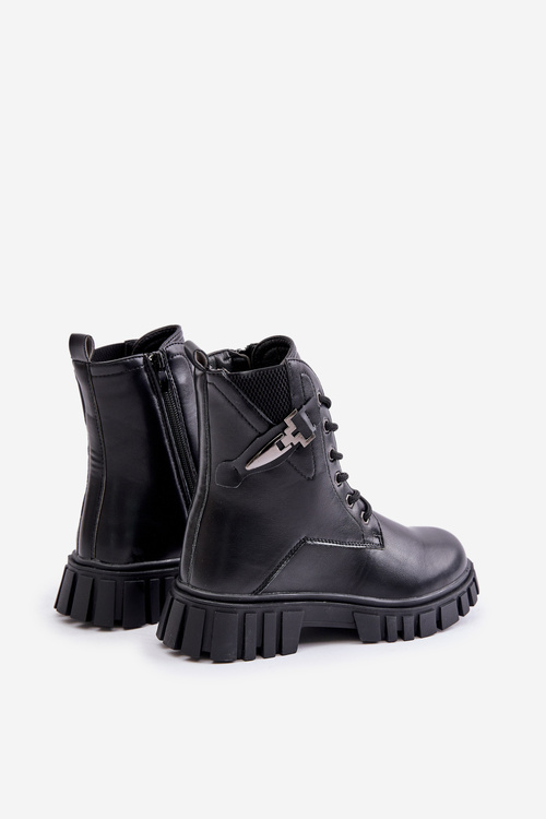 Утеплені чоботи для дівчаток із застібкою-блискавкою та оздобленням чорного кольору Zinnirella