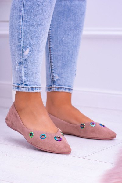 Lu Boo Рожеві гострі балерини Petrol Eyelets Octavia